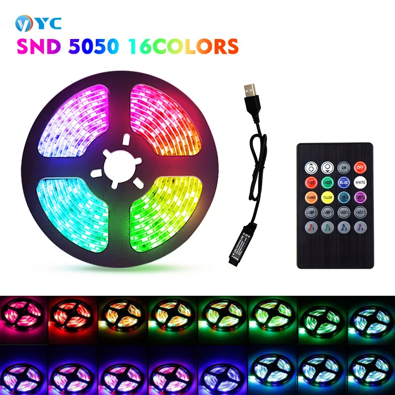  USB 5V 2M набор гибкая SMD 5050 RGB Светодиодная лента для телевизора дома декоративная