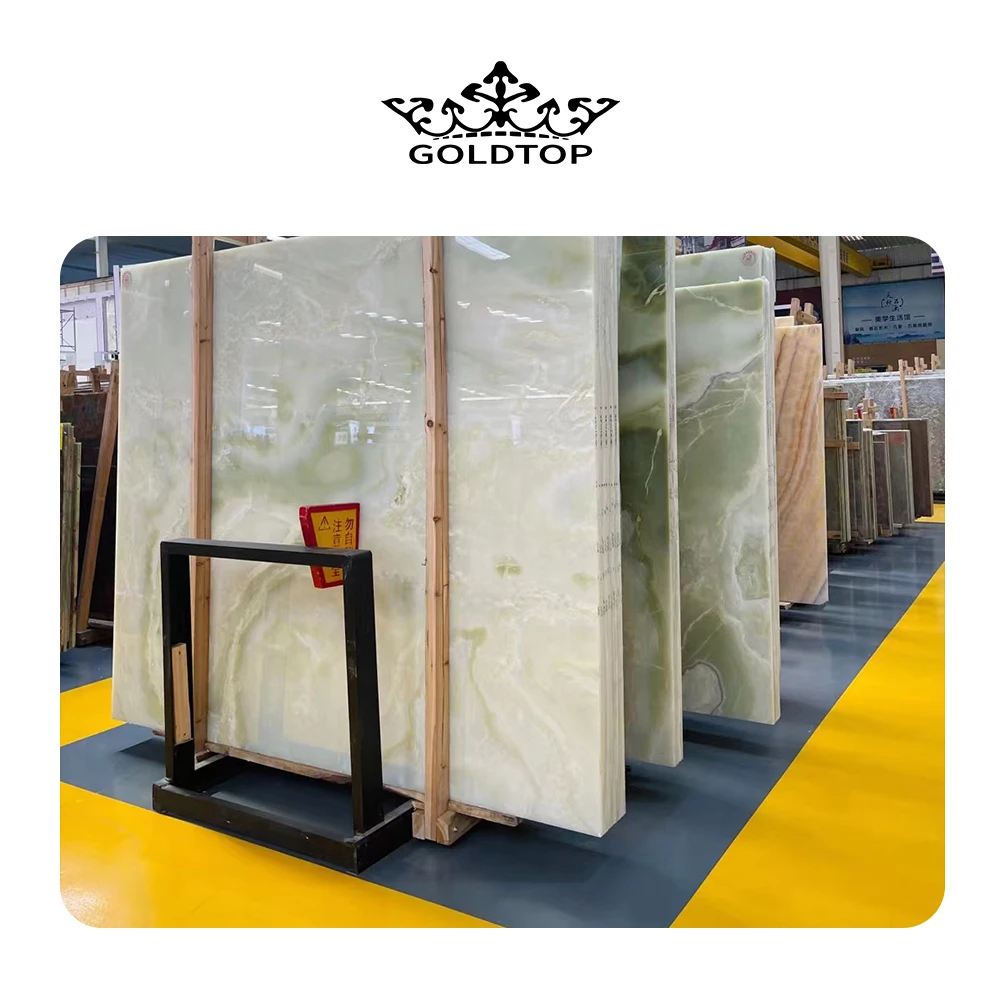 Goldtop OEM/ODM onix Onice backlit translucent onyx green onyx countertop tiles onyx marble stone slab bathroom tile