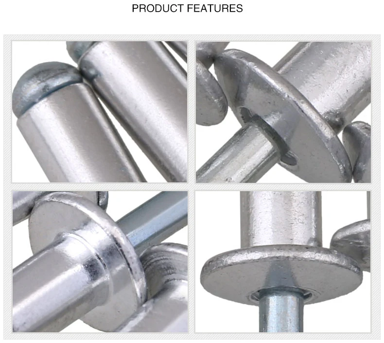 Factory supply 3.2mm 4mm5mm6.4mm round head steel black open type steel  aluminium blind rivets pop blind rivets