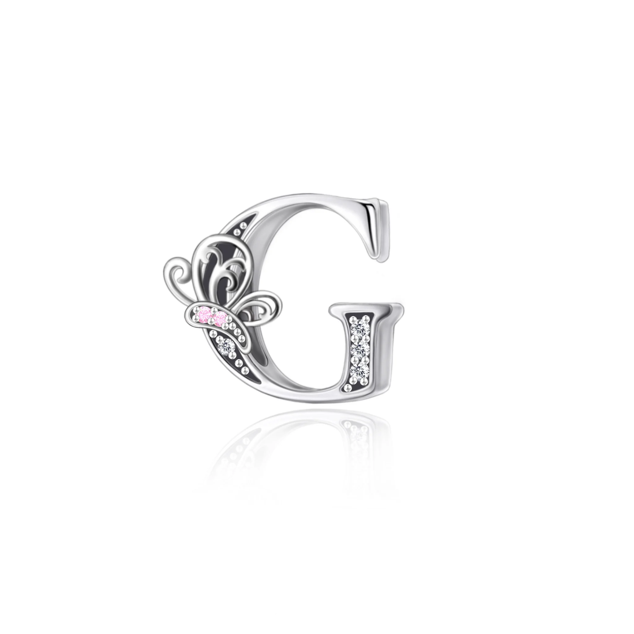 New Design Gift 925 Sterling Silver Butterfly A-Z Letter Alphabet Beads Charms For Bracelet Jewelry Making