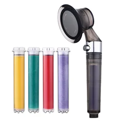 High Pressure Rainfall Spray Filter Shower Head One Key Stop Function Clean ABS Hand Filtered Shower Head For Hard Water