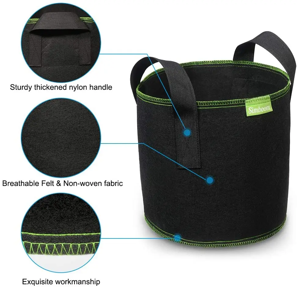 Good Quality  3 5 7 10 20 30 50 100 200 Gallon Planter Grow Bags Fabric Plant Grow Pots Garden Potato Felt Grow Bags