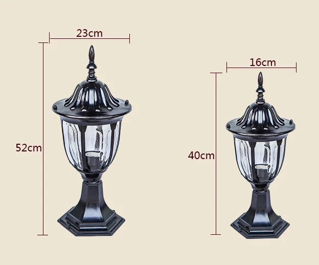 Outdoor Courtyard Park Garage Square Main Gate Garden Lighting Vintage Style Antique Color Lantern Post Lamp