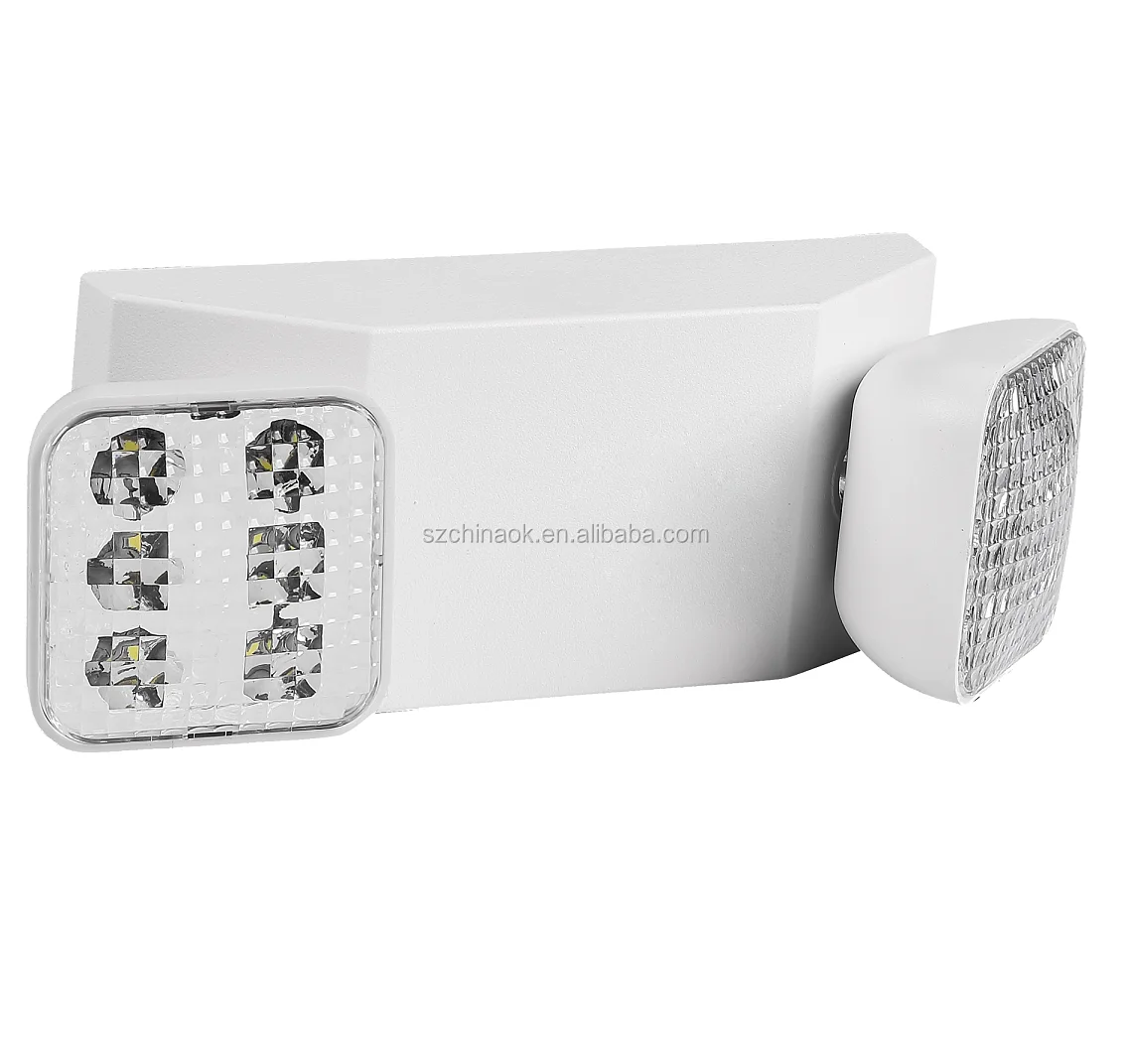 Wall Mounted Adjustable Rechargeable Twin Spot Emergency Light Automatic Dual Heads Exit Light With Battery Backup