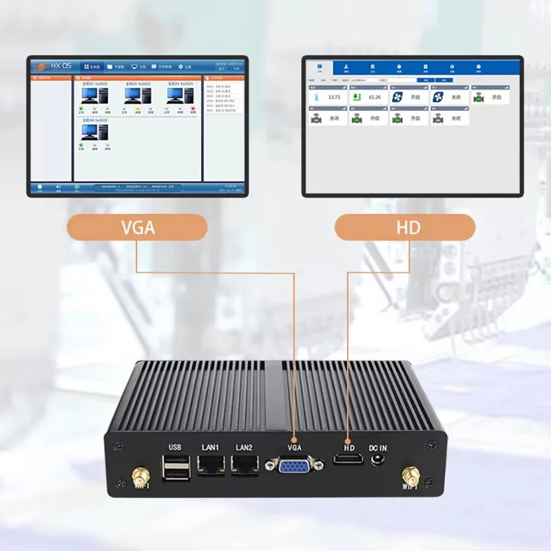 Mini Industrial PC J1800 J1900 N2830 Processor 2 COM 2 LAN Win10 Fanless Mini PCs