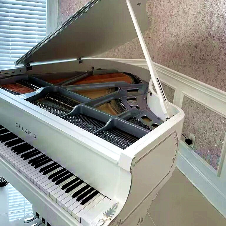White grand piano 88 keys Antique Design with Silver carving Grand Piano SG-168