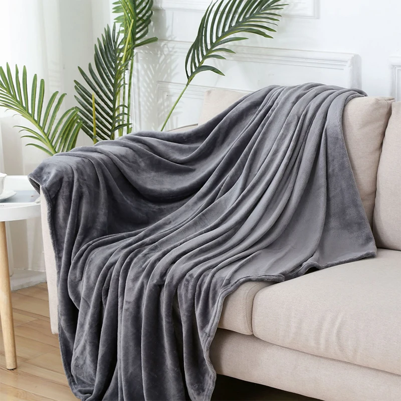 Flannel Fleece Blanket Queen Size All Season 300GSM Super Soft Cozy Travel Blanket for Bed or Couch