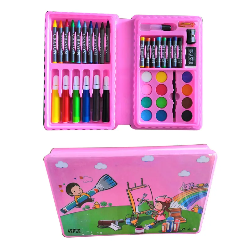  42PCS water color Painting Drawing Deluxe Kids Gift Cover Custom stationery marker pen Color Art