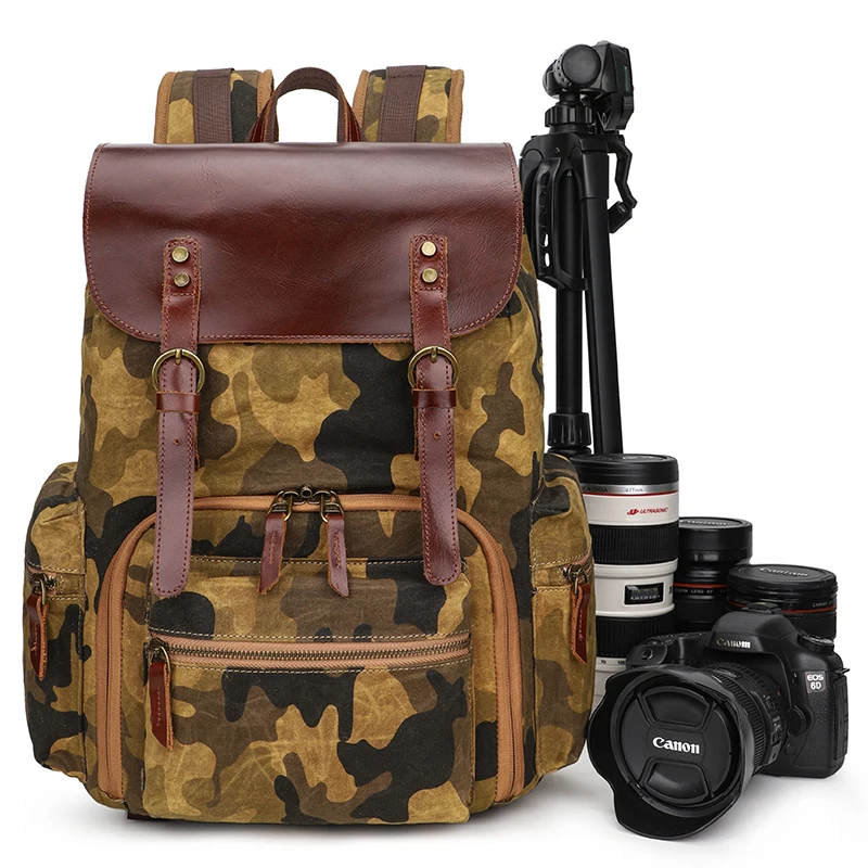 
Casual vintage waterproof canvas caden dslr camera back bag photography backpack 