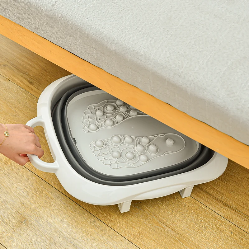 Plastic Rubber Foldable Bucket Foot Bath Collapsible Soak Tub Spa Bath Tools Massager Foot Soaking Bath Basin