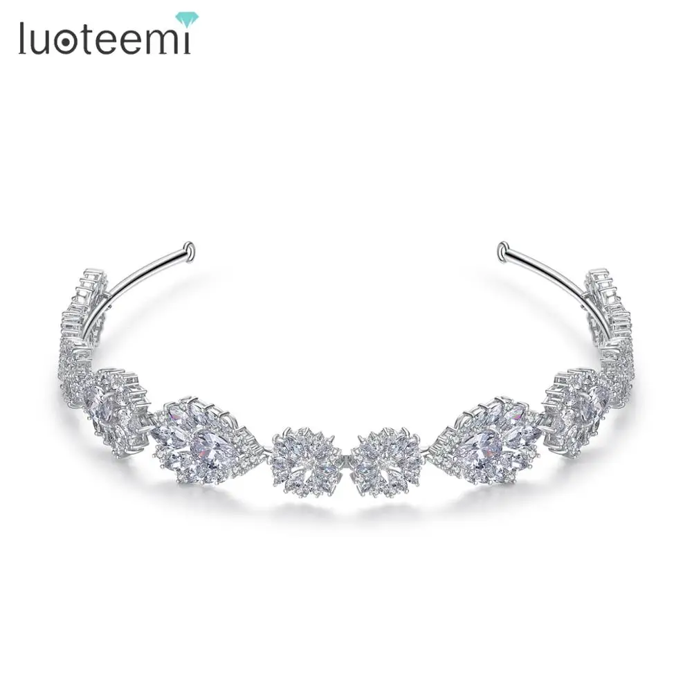 LUOTEEMI Модные CZ Роскошные Королевские тиара Цирконий диадемы женские аксессуары для волос