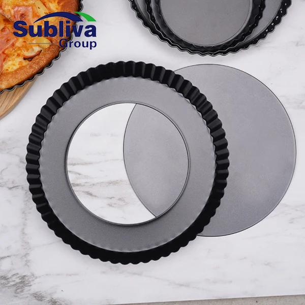 Углеродистая сталь Non-Stick круглая рифленая сковорода для заварного крема с незакрепленным основанием 12x2 см