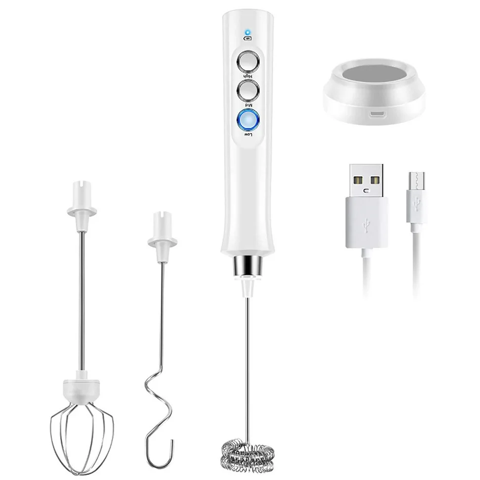 Custom Logo Kitchen USB Rechargeable Electric Coffee Mixer Automatic Milk Frother Handheld Foam Maker for Lattes