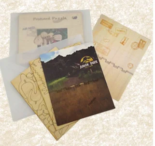Laser cut and UV print customized postcard puzzle 3d wood