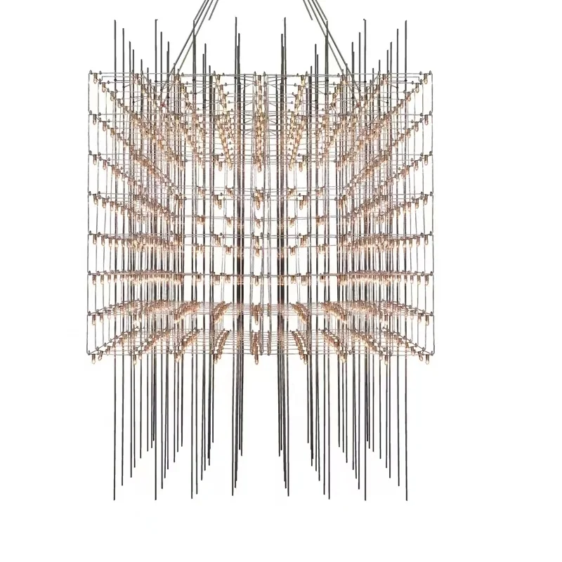 Hitecdad Hot Sale Nordic creative personality simple square pendant light restaurant bar hotel chandelier customized chandelier