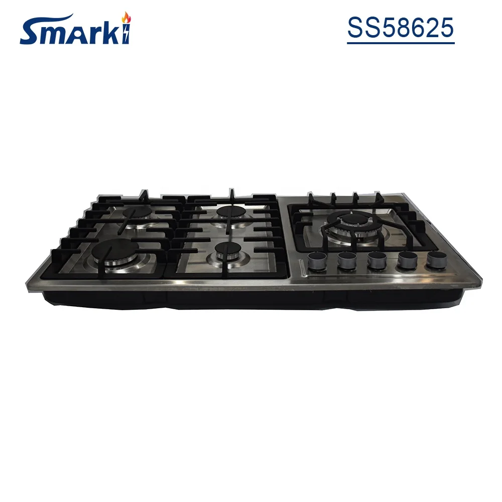 CE/NOM 5 burner Gas Stove SS Gas Hob built in gas grill SS58602