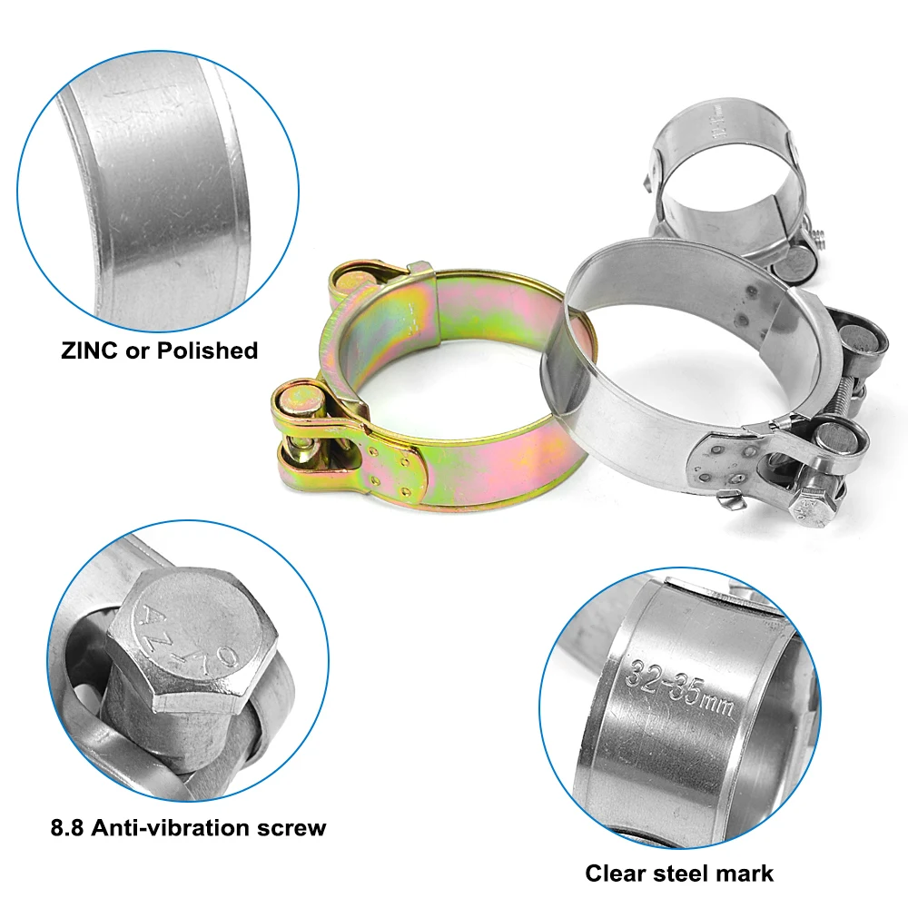 T болт выхлопной трубы Европейского Типа Зажим для тяжелых условий работы из нержавеющей стали крепкие хомуты для труб