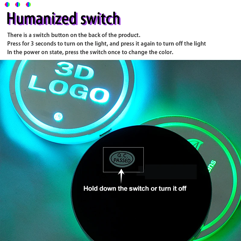 RGB Colorful LED Cup Coaster Pad Lamp Waterproof Car Cup Holder Mat Lights Custom for Chevrolet cruze colorado CR2032 Trailblaze