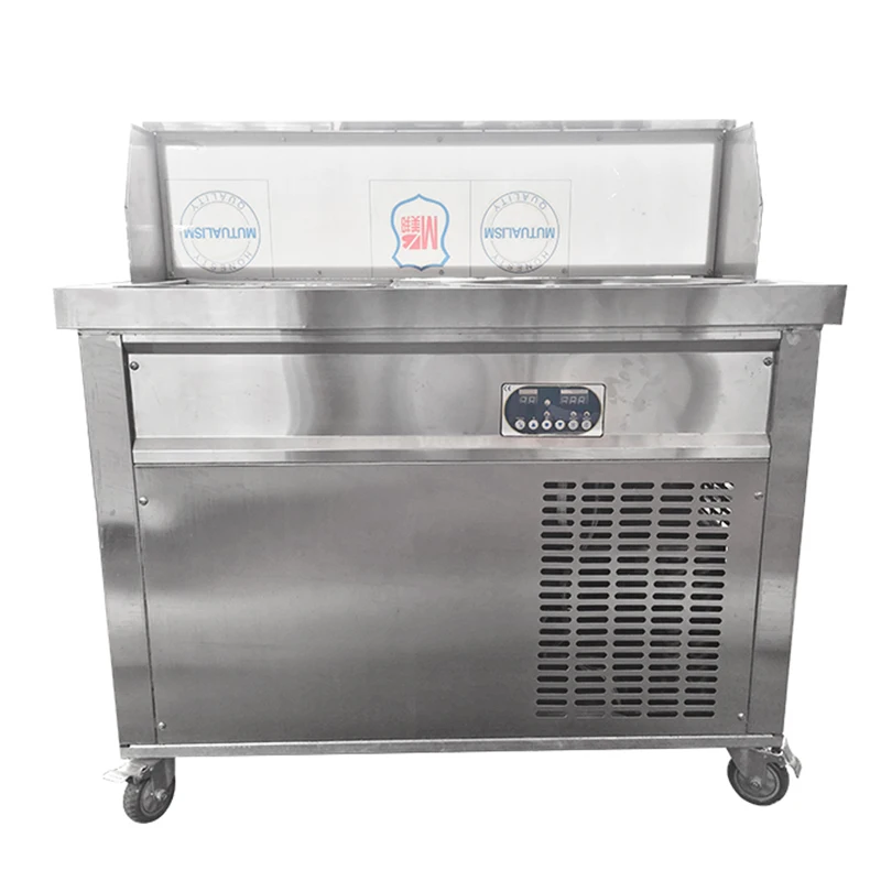Approved NEW Double Round Pan 6 Buckets Fried Ice Cream Roll Machine / Flat Pan Thailand Fried Ice Cream Machine