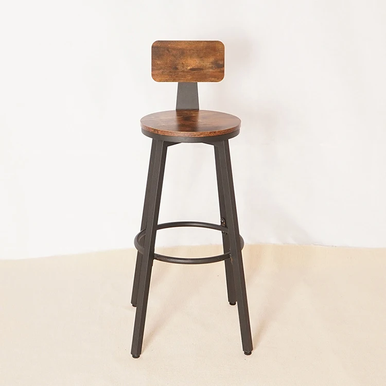 Низкая цена, недорогие современные металлические высокие барные стулья с деревянной спинкой, кожаное сиденье, барный стул, высокий стул с подставкой для ног