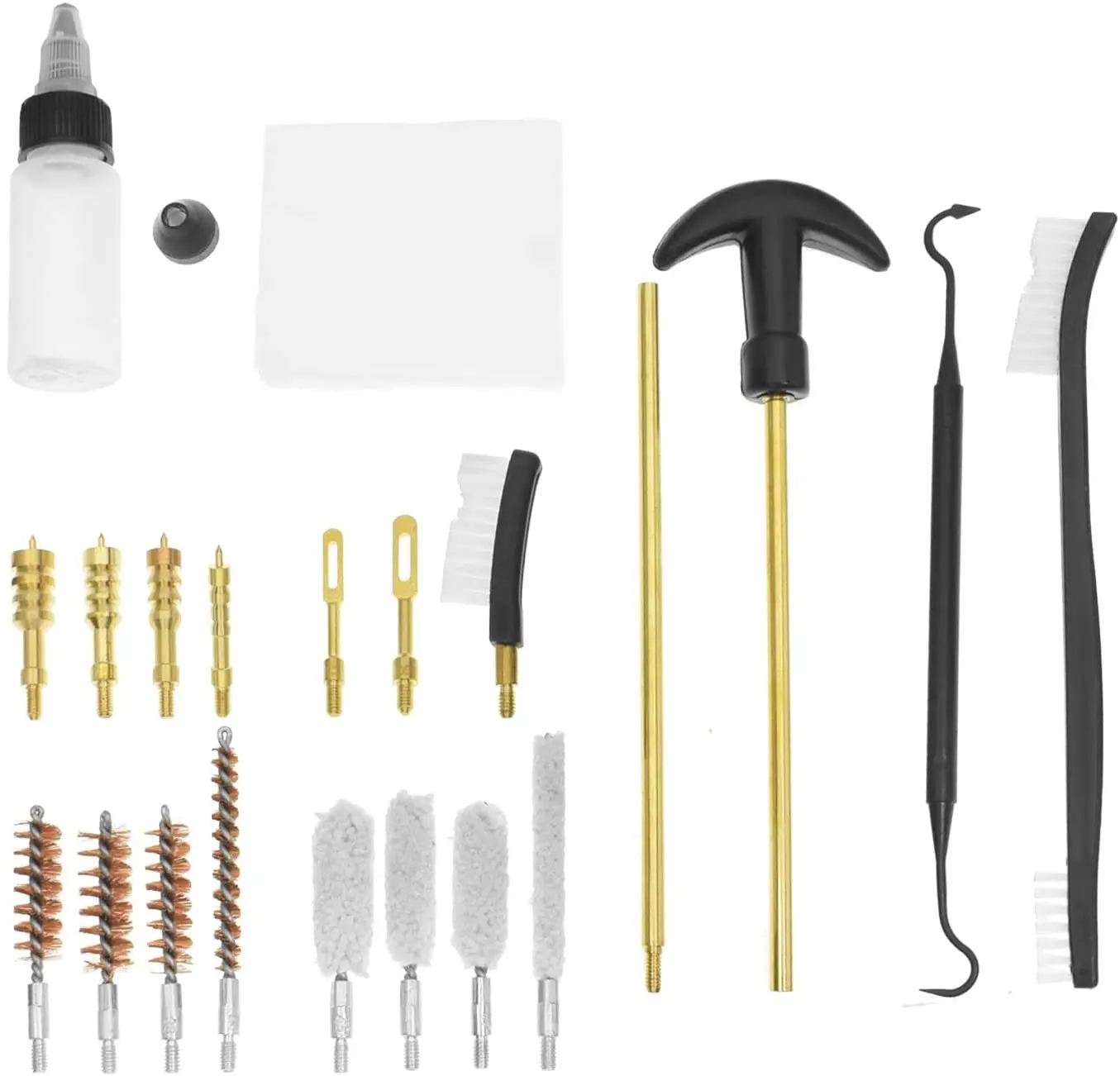 9mm .38 .22 .40 .45 Caliber Universal Outdoor Chamber Brushes Gun Cleaning Kit with Bronze Bore Brush Oil Bottle