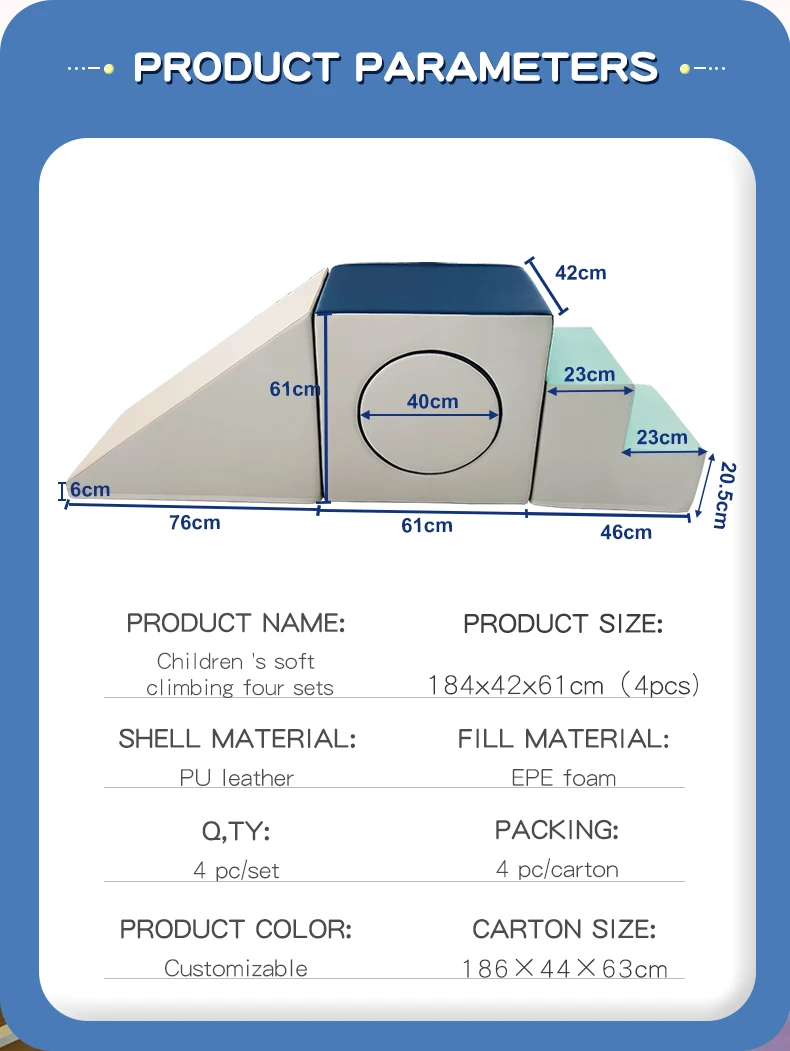 New Interactive Soft Foam Toddler Climbing Gym 4-Piece Toddler High Density Soft Foam Play Set for Home