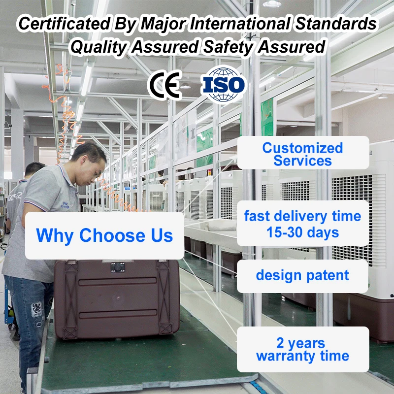 Airflow 2000 4000 4500 8000m3/H honeycomb  standing floor indoor evaporative air cooler