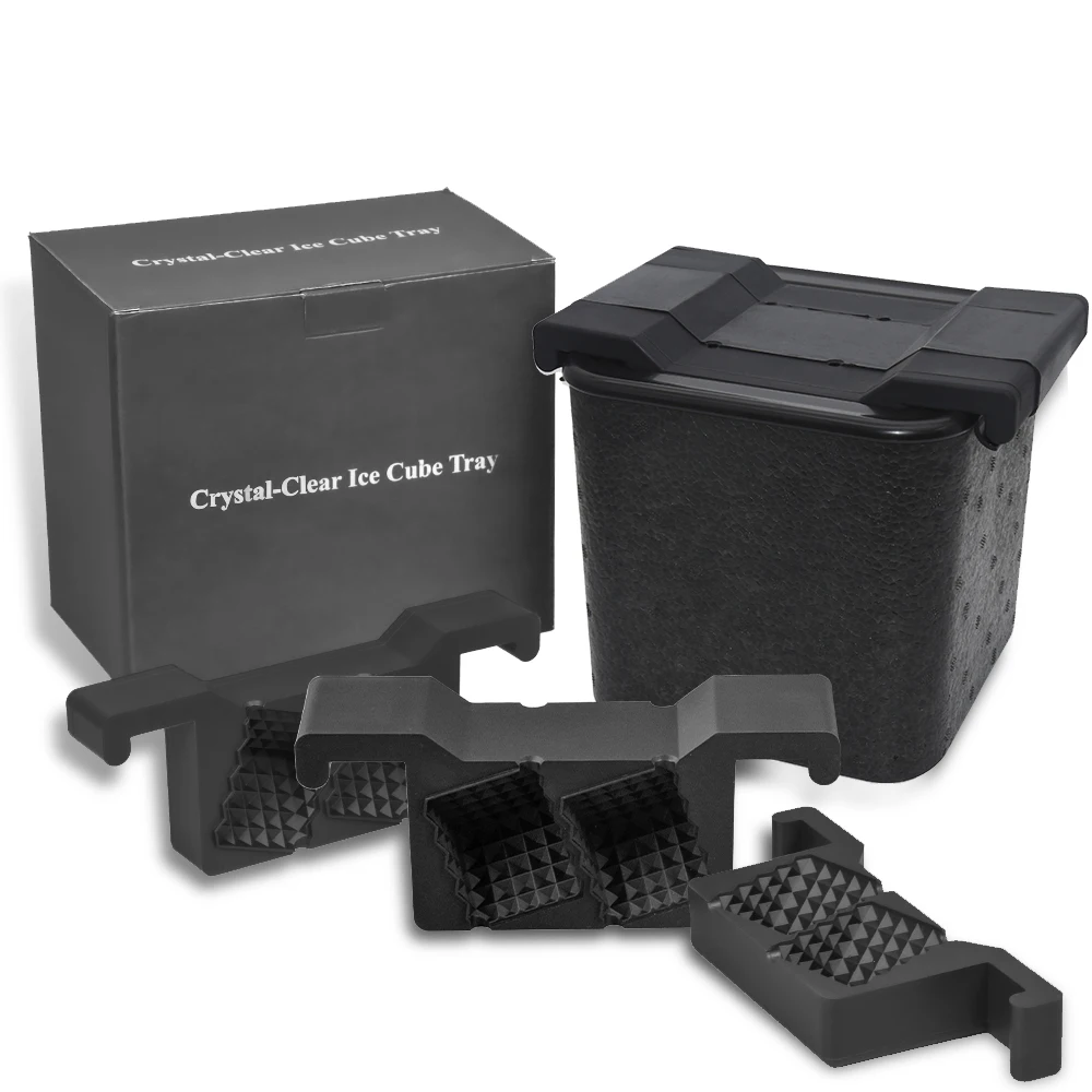 Ready To Ship Premium Clear Ice Cube Prism Shaped No Bubble Ice Square Maker Stock Silicone Ice Cube Tray