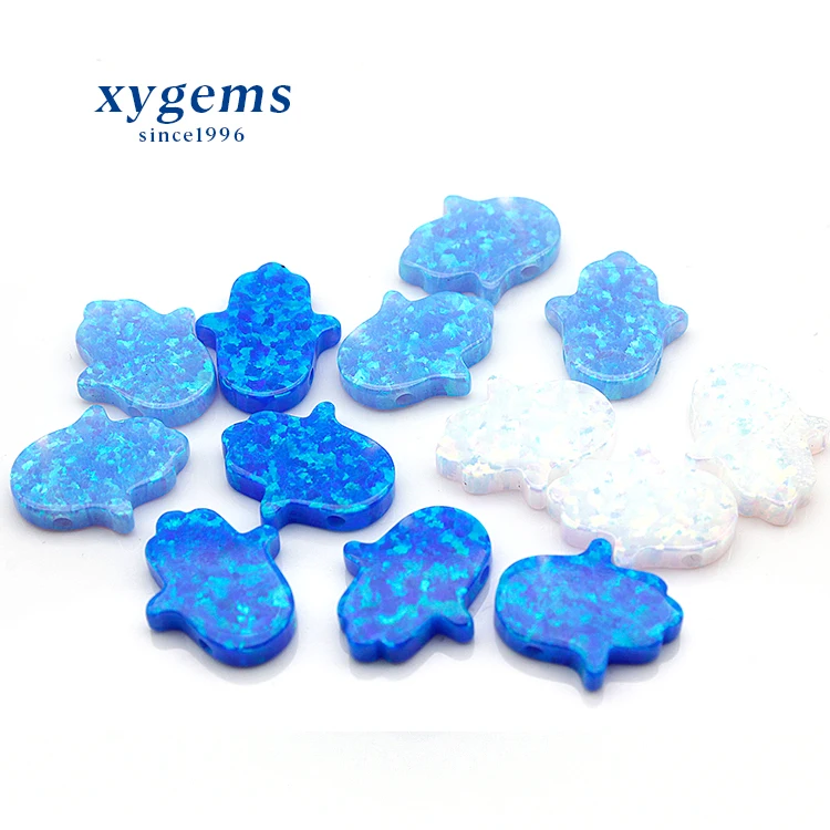 Hot Sale Jewelry Loose Stone 11x13mm Blue Hamsa Opal