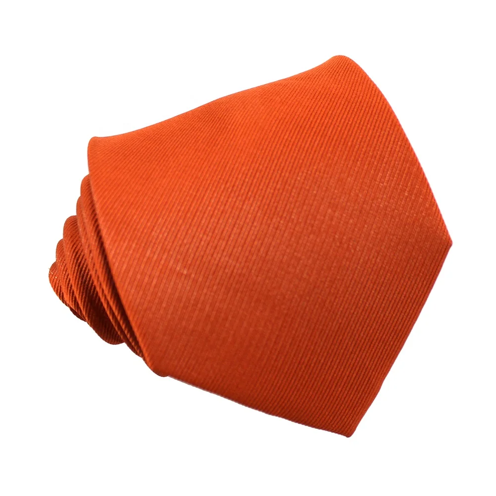 China Suppliers Wholesale Handmade Men Business Fashion Solid Color Necktie Exquisite Grosgrain 100% Silk Woven Burnt Orange Tie