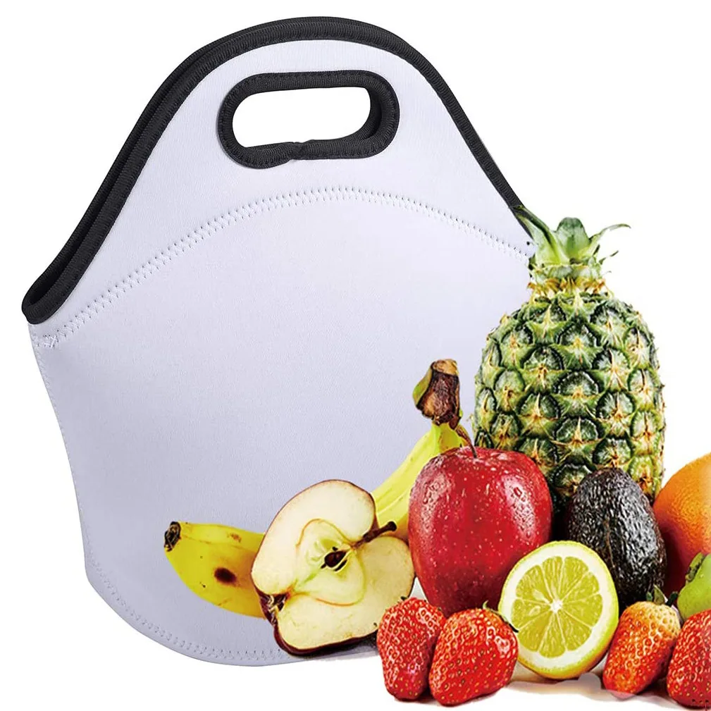 Custom solid color or printing low moq waterproof sublimation blank neoprene lunch bag