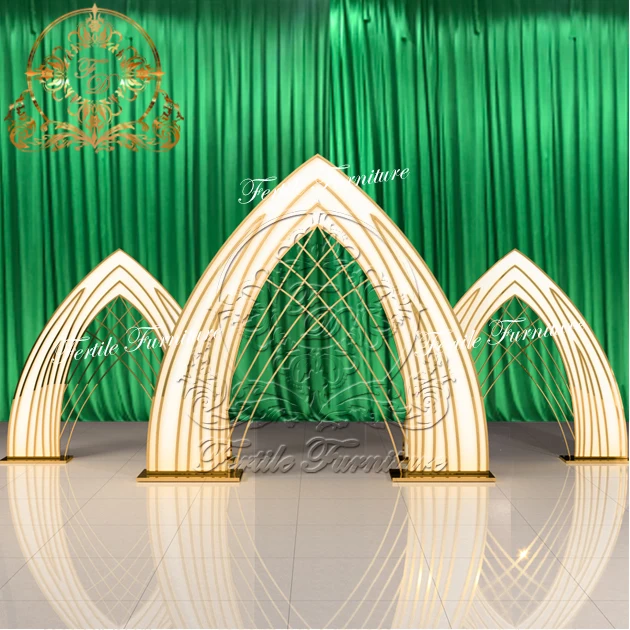 Gold PVC Material Newest Design Flower Arch Wall Panel Decor Backdrop Curtain For Wedding Event Party