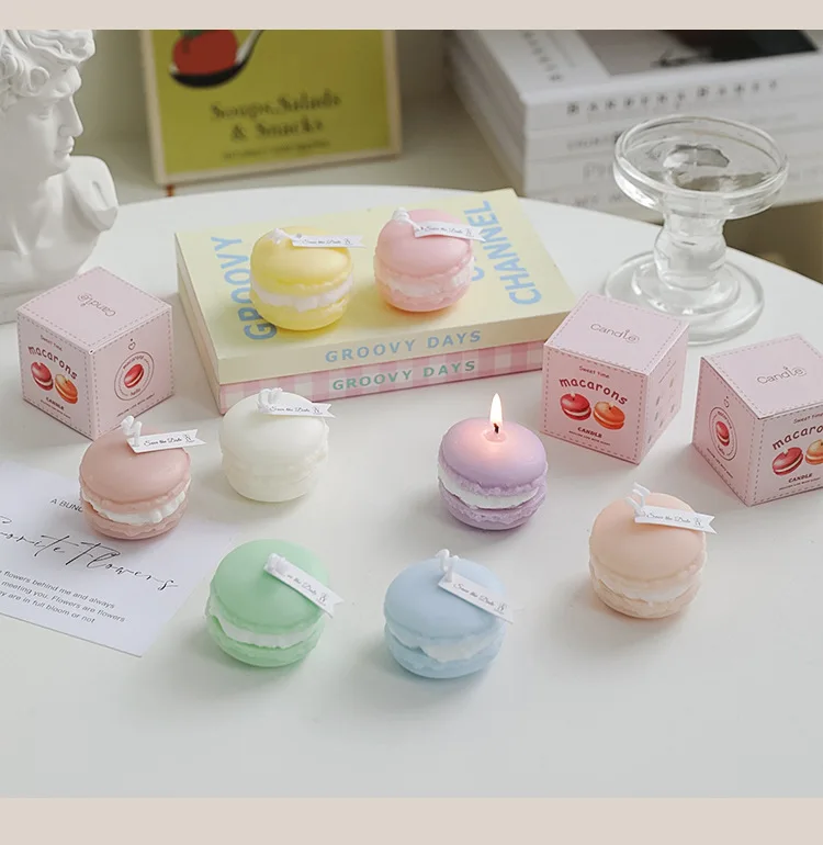 Jinmai Decorative Luxury Candle and Packaging Paraffin Soy Wax Color Macarons Candles