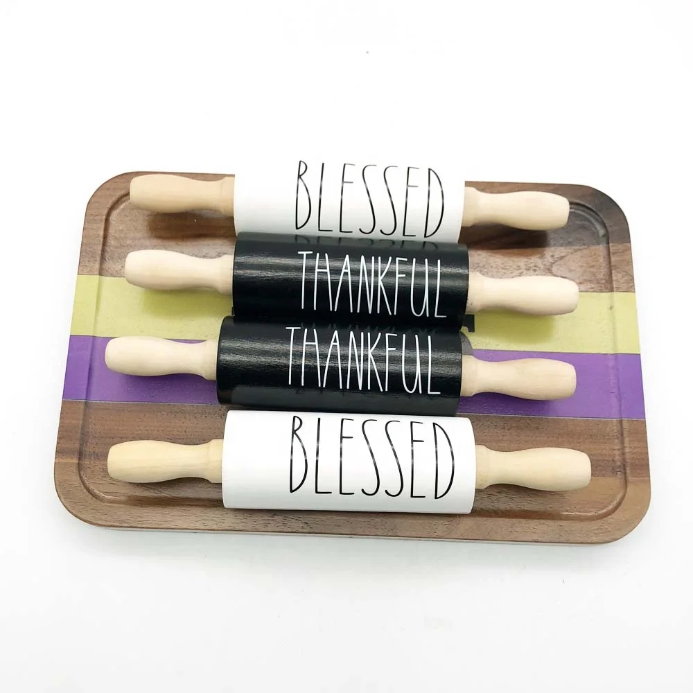 
Food Grade Mini Wooden Rolling Pin For Kids Non-Stick Roller Silk Printed Rolling Pin 