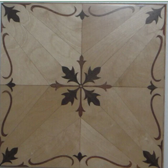 Brown Smooth Engineered Maple Wood Inlay Art Parquet Floors