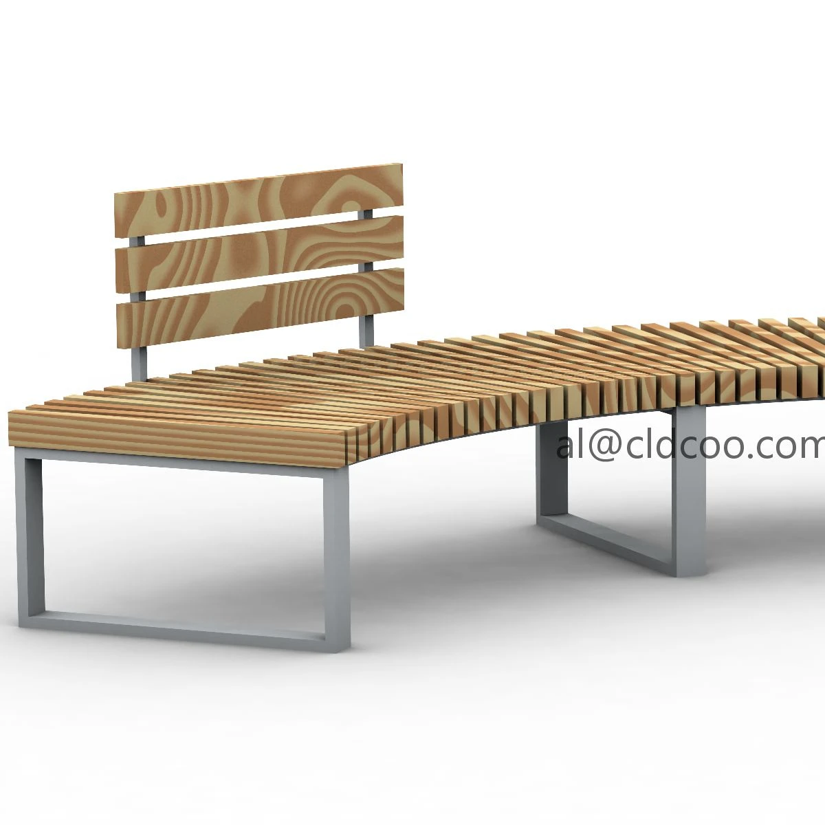 Customized New Design Curved Round Bench Outdoor Garden Furniture Bench Long Wooden Public Commerical Waiting Bench