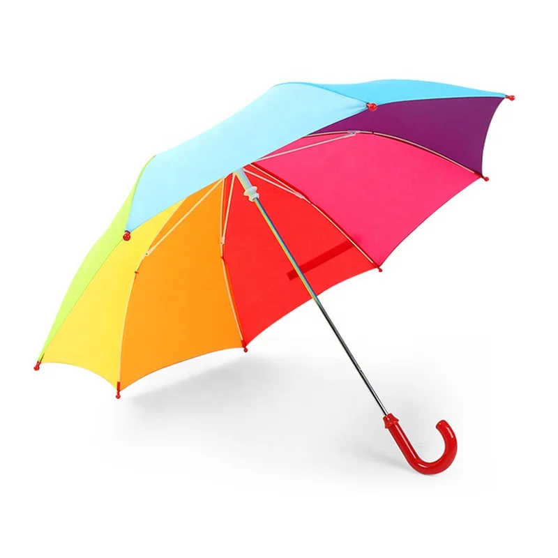 Children Manual Mini Stick Rainbow Color Umbrella for Child
