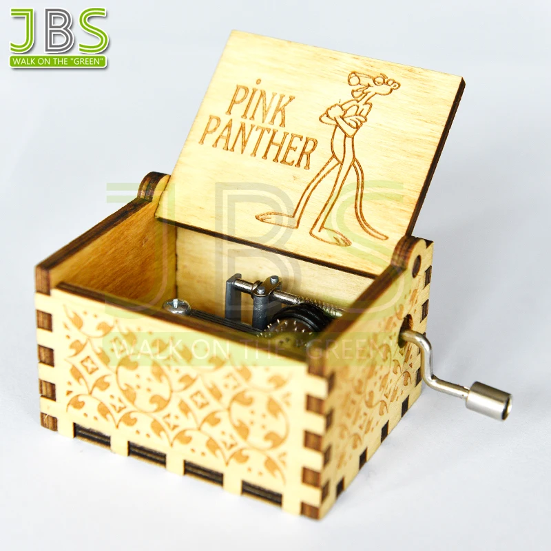 Engraved Hand Crank Pink Music Box For Gift