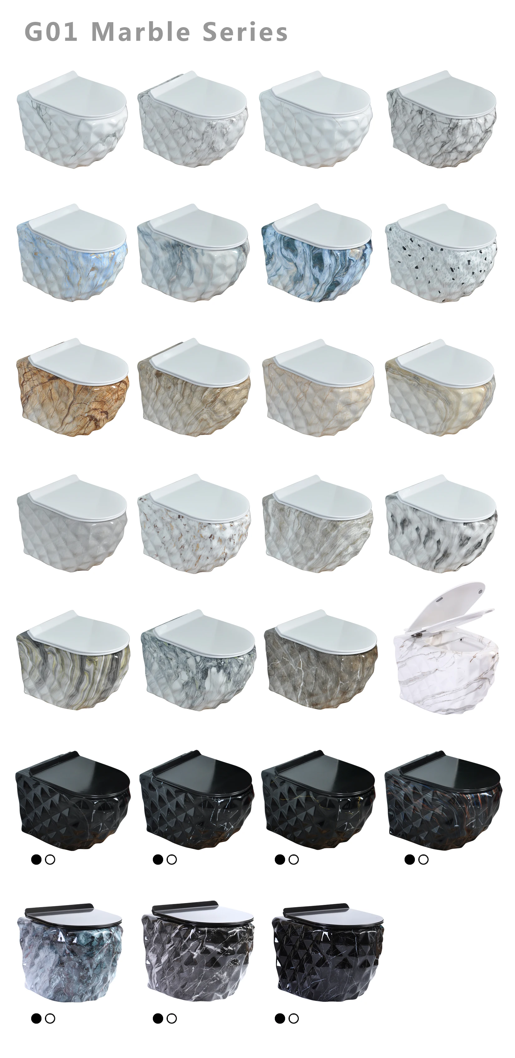 New Design Diamond Shape Wall Mounted Sanitary Ware Gold Water Closet Hanging Inodoro Bathroom Ceramic Wall Hung Toilet Commode