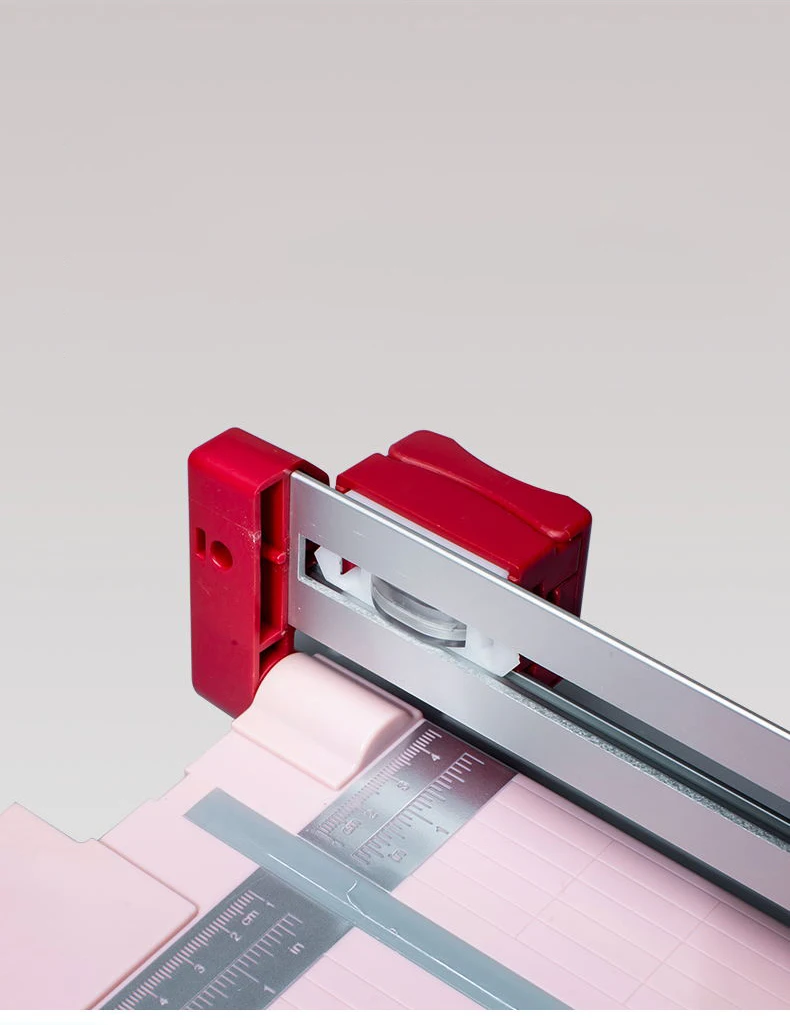 Custom Pink A4 Paper Trimmer Label PVC Office Double Aluminum Rail Rotary Manual Cutter for Cardstock, Paper Crafts