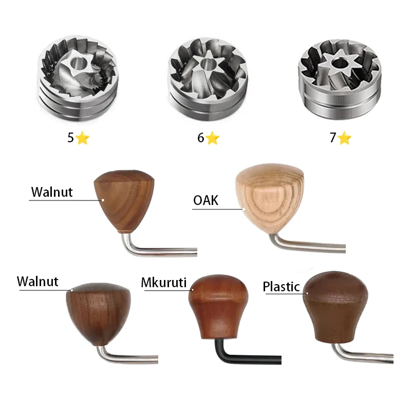 Manual Coffee Grinder Al-alloy Body CNC Stainless Steel Burr Grinding 6 Stars Core Coffee Bean Grinders