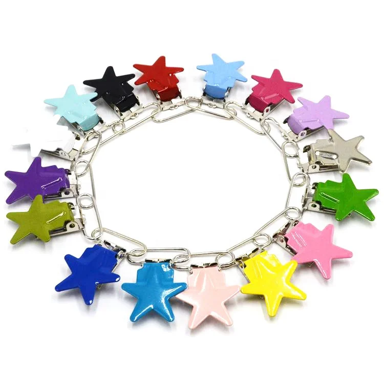 New Suspender Clips Star Shape Pacifier Clips Enamel Metal Clips