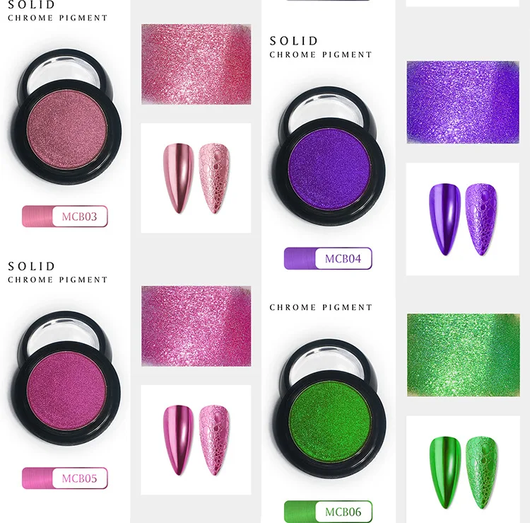 Factory OEM Customized High Quality Magic Mirror Nail Powder 26 Colors Chrome Nail Pigment Powder