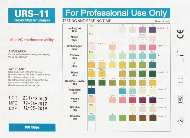 Vansful Manual Urine Test Strips 11 Parameter Test for Ketones UTI Glucose & pH Made of Plastic