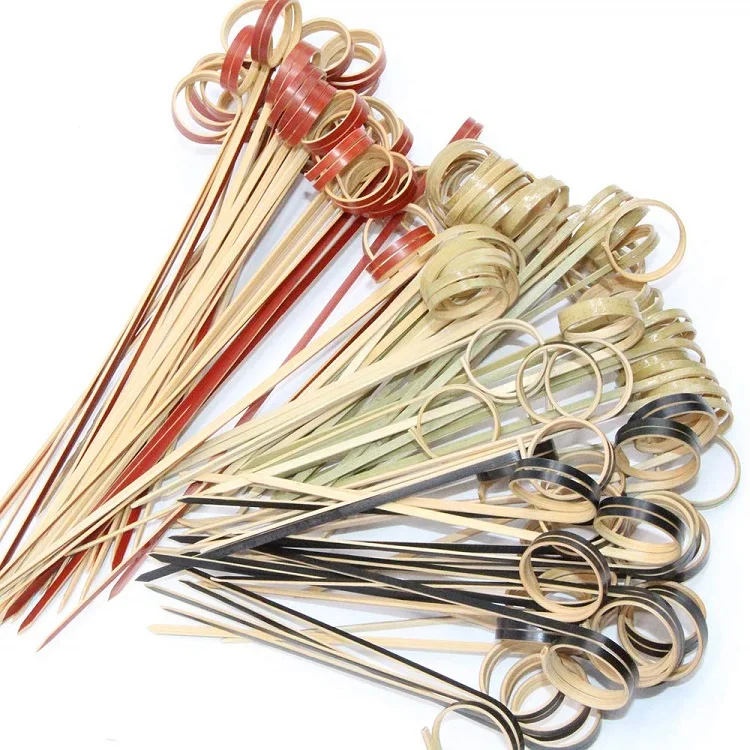 wholesale disposable cocktail picks bamboo knotted skewer knotted bamboo picks food picks for party bar Decorative