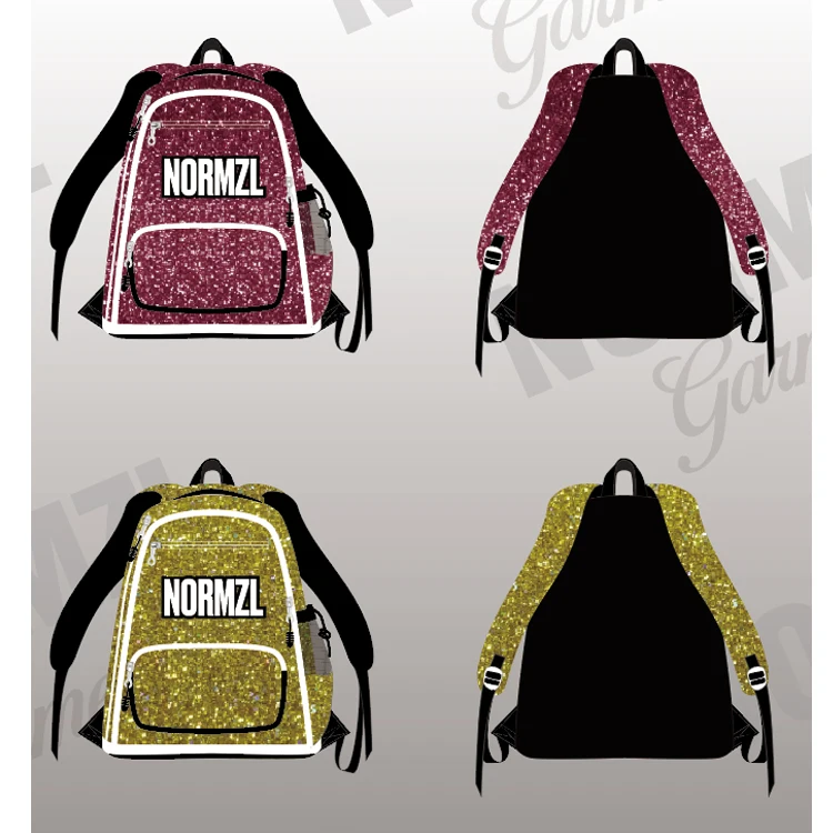 Normzl custom design embroidery logo glitter girls cheerleader cheer cheerleading bag backpack