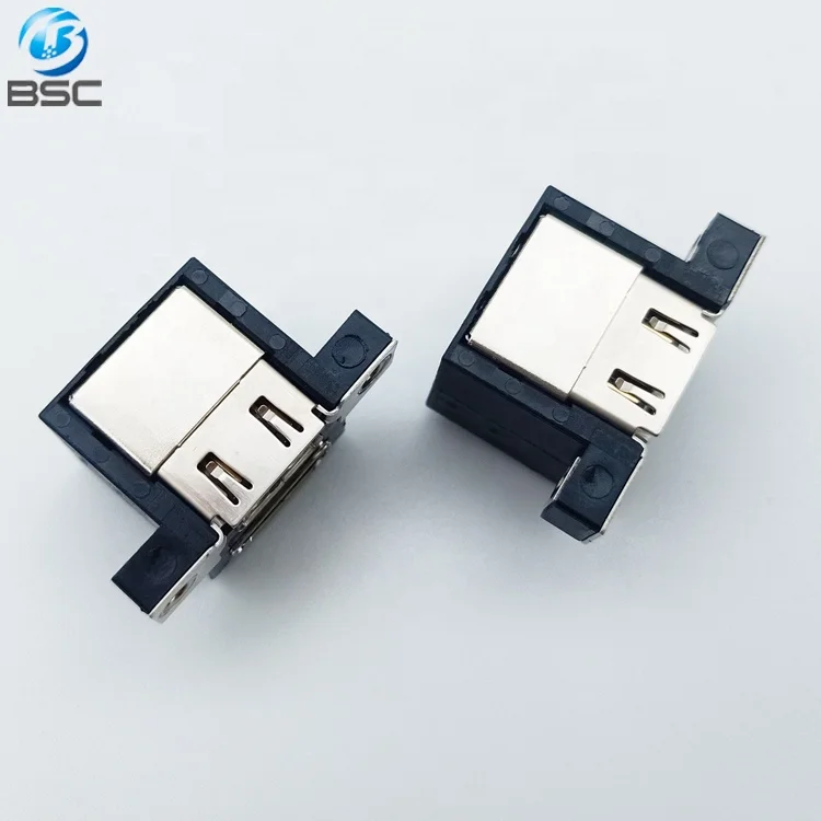 38P Type A Right Angle DIP Through Hole Type Stacked Dual High Definition Multimedia Interface HD-MI Connector Female for PCB