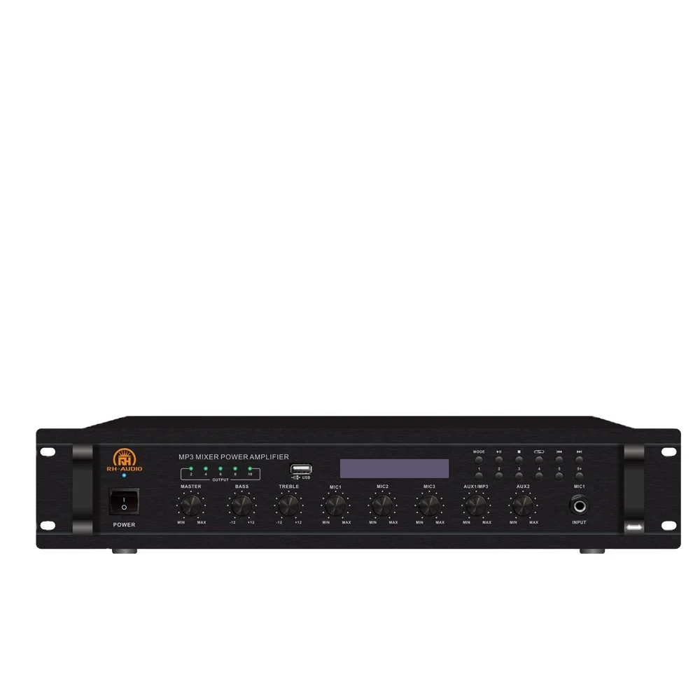 RH-AUDIO встроенный одновременное подключение двух телефонов MP3 плеер Усилитель мощности с USB портом для фоновой музыки