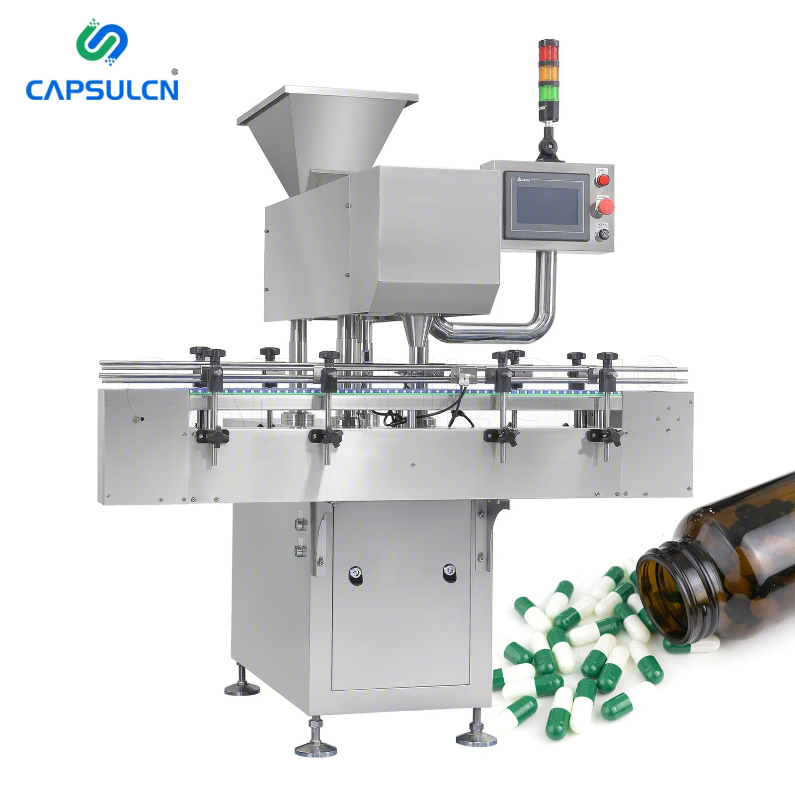 Automatic 8 Channel Intelligent Capsule Counter Electronic Vibrating Medicine Tablet Capsule Counting Bottling Machine