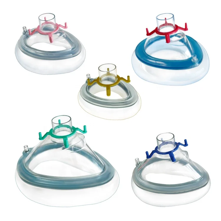 Gas Valve Up Disposable High Quality PVC And Silicone Rotational Inflatable Anesthesia Face Facial Oxygen Breathing Mask